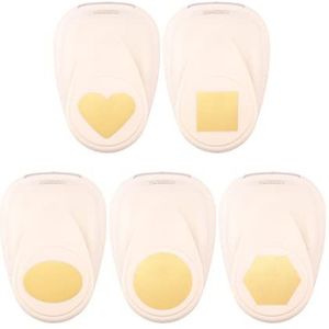 Vaessen Creative Stanzer Set - motiefpons - vierkant, cirkel, ovaal, hart, zeshoek - 5 stuks - gekleurd papier en knutselmateriaal tot 250 g/m² - om te knutselen met papier en scrapbooking