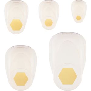 Vaessen Creative Stanzer Set - motiefpons - zeshoeken - 5 stuks - gekleurd papier en knutselmateriaal tot 250 g/m² - voor knutselen met papier en scrapbooking