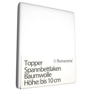 Katoenen Topper Hoeslaken Romanette Wit-180 x 200 cm