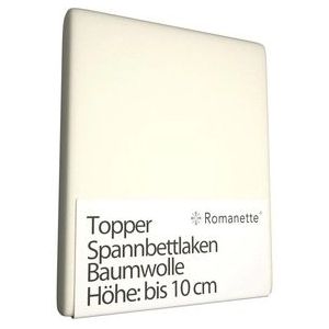 Katoenen Topper Hoeslaken Romanette Ivoor-90 x 220 cm
