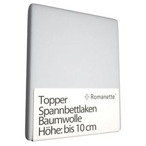 Romanette 100% Luxe Katoen Topper Hoeslaken - Lits-jumeaux (180x200 cm) - Grijs
