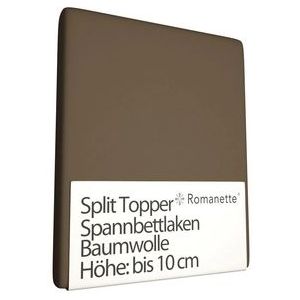 Split Topper Spannbettlaken Romanette Taupe (Baumwolle)-160 x 210 cm