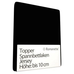 Romanette Jersey topper zwart Single Jersey 100% katoen 2-persoons 140/150x200/210/220