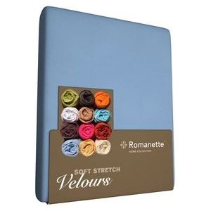 Romanette - Hoeslaken - Blue - Velours - 160/180/200 x 200/210/220 cm