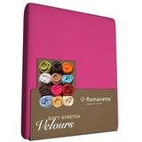 Velours Hoeslaken - Fuchsia - Lits-jumeaux - 80% Katoen/20% Polyester