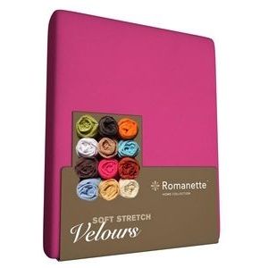 Velours Hoeslaken - Fuchsia - Lits-jumeaux - 80% Katoen/20% Polyester