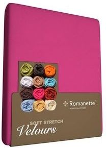 Velours Hoeslaken - Fuchsia - Lits-jumeaux - 80% Katoen/20% Polyester
