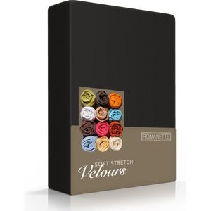 Romanette - Hoeslaken - Zwart - Velours - 2-persoons