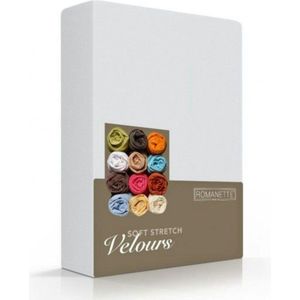 Romanette - Velours - Hoeslaken - Silver - Eenpersoons - 80/90/100x200/220 cm