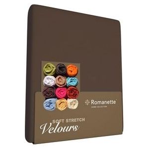 Romanette - Velours Hoeslaken - Bruin - 80% Katoen 20% Polyamide
