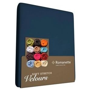 Luxe Hoeslaken Velours - Navy - 140x200 cm - Velours - Romanette