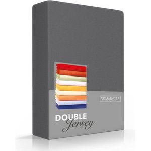 Double Jersey Hoeslaken Romanette Antraciet-2-persoons (140/150 x 200/210/220 cm)