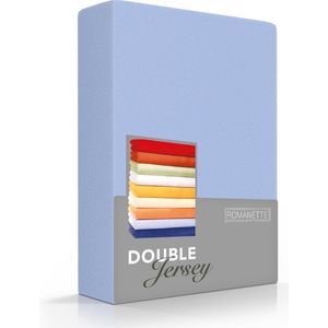 Romanette Zachte Dubbel Jersey Hoeslaken Twijfelaar (//220) Blauw