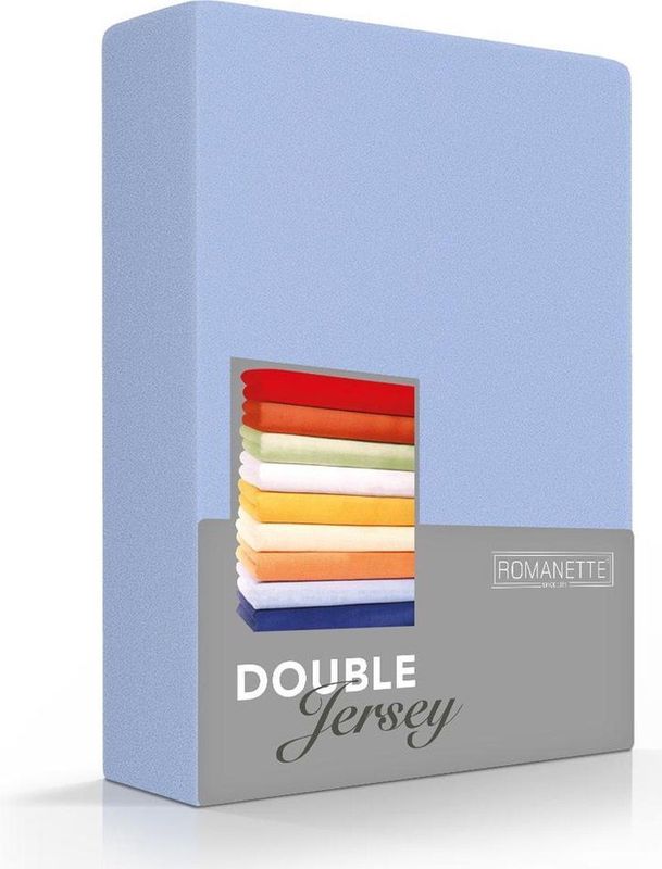 Romanette Zachte Dubbel Jersey Hoeslaken Twijfelaar (//220) Blauw