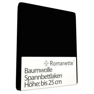 Romanette - Hoeslaken - Zwart - Katoen - 180 x 200 cm