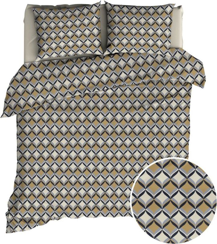 Romanette - Dekbedovertrek - Beige Grijs - Katoen - 140 x 200 / 220 cm - 1-Persoons