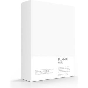 Romanette - Flanellen Laken - Wit - 100% Katoen - Soft Care Finish