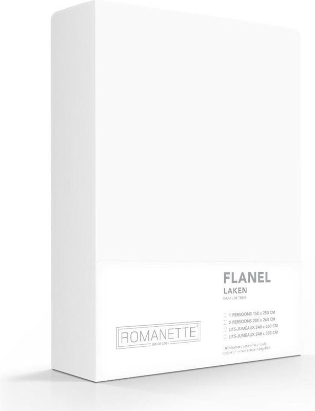 Laken Romanette Wit (Flanel)-240 x 260 cm (Lits-jumeaux)
