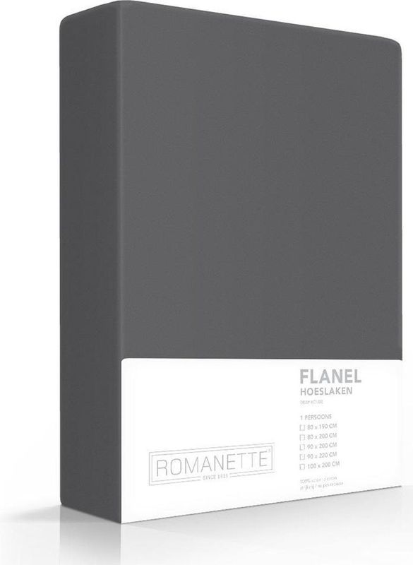 Luxe Hoeslaken Verwarmend Flanel - Antraciet