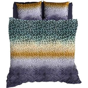 Dekbedovertrek Satin d'Or Panthera Teal Grijs Satijn-260 x 200 / 220 cm | Extra Breed