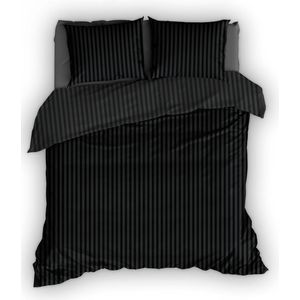 Dekbedovertrek SATIN D'OR satijnstreep zwart 100% Katoen Satijn Dekbedovertrek 200x200/220 + 2 slopen