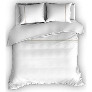 Romanette Duchesse flanel dekbedovertrek - Wit/Sand - 1-persoons (140x200/220 cm + 1 sloop)