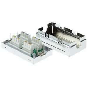 Premium verbindingsbox voor F/UTP / S/FTP CAT6a netwerkkabel / metaal