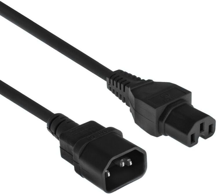 ACT Warmgerätekabel 1,2m C14 Stecker auf C15 Buchse, Stromkabel Verlängerung – AK5233