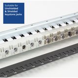 ACT - 24-poorts Keystone-Jack Patchpaneel - Zwart - ABS en SPCC