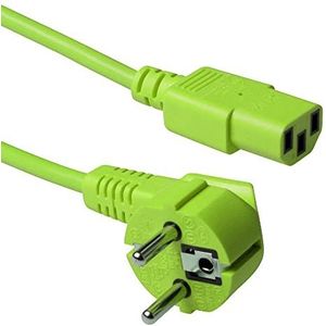 ACT Kaltgerätekabel 1.8m, C13 Kabel, PC Stromkabel, CEE 7/7 auf C13 3 Pin – Schutzkontakt gewinkelt - AK5138 Grün