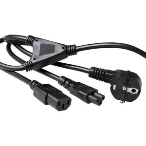 ACT Kaltgerätekabel C13 + C5 Netzkabel 1.80m, Netz-Y-Kabel, Type F CEE 7/7 Gewinkelt, PC Stromkabel - AK5166