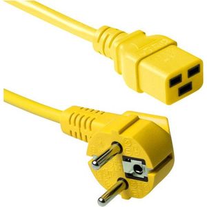 Apparaatsnoer met rechte C19 plug en haakse stekker - 3x 1,50mm / geel - 3 meter