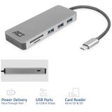 ACT - USB-C Hub - 3x USB-A - 1x USB-C PD 60W - Aluminium - 0,15 Meter