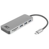 ACT - USB-C Hub - 3x USB-A - 1x USB-C PD 60W - Aluminium - 0,15 Meter