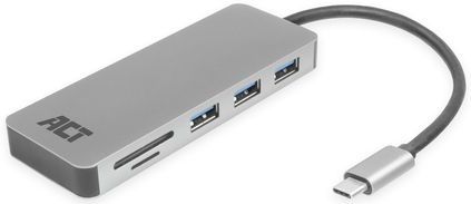 ACT - USB-C Hub - 3x USB-A - 1x USB-C PD 60W - Aluminium - 0,15 Meter