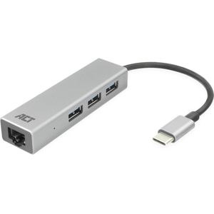 ACT USB-C 3-poorts hub met ethernet