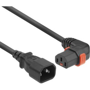 C13 (haaks/links met IEC Lock) - C14 stroomkabel voor UPS/PDU - 3x 1.00mm / zwart - 1 meter