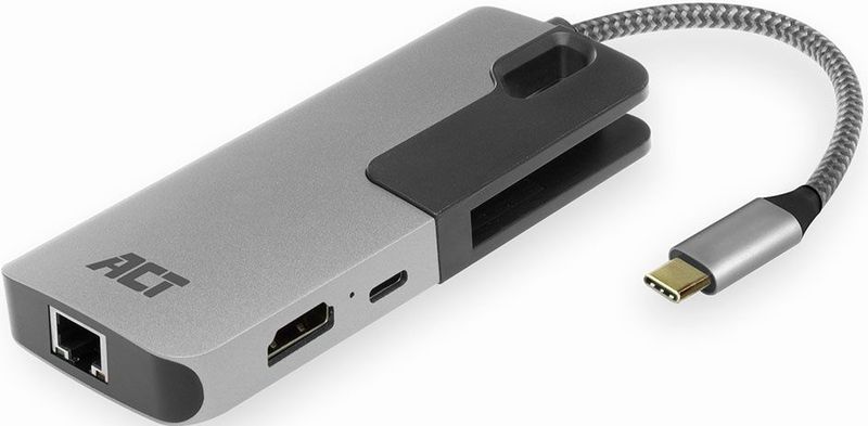 ACT AC7042 laptop dock & poortreplicator Bedraad USB 3.2 Gen 1 (3.1 Gen 1) Type-C Zwart, Grijs