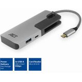 ACT - USB-C Hub - 3x USB-A - 1x USB-C PD 60W - Compact - Aluminium - 0,15 Meter