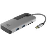 ACT - USB-C Hub - 3x USB-A - 1x USB-C PD 60W - Compact - Aluminium - 0,15 Meter