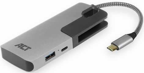 ACT - USB-C Hub - 3x USB-A - 1x USB-C PD 60W - Compact - Aluminium - 0,15 Meter