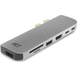 ACT 7-in-1 USB C Hub Macbook Pro - Thunderbolt 3 (100W PD) - 4K HDMI, SD/microSD, 2x USB, Ethernet RJ45 – AC7044