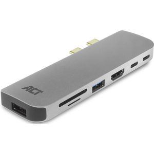 ACT 7-in-1 USB C Hub Macbook Pro - Thunderbolt 3 (100W PD) - 4K HDMI, SD/microSD, 2x USB, Ethernet RJ45 – AC7044