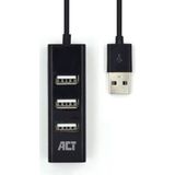 ACT - USB Hub - 4 Poorten - Zwart - USB2.0 - Busgevoed