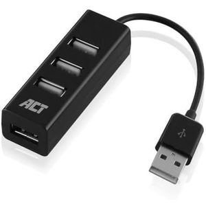 ACT USB Hub 4 poort – Mini Hub USB splitter – USB gevoed – USB 2.0 - AC6205