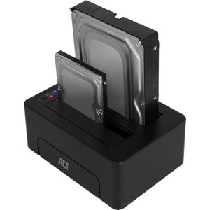 ACT Dual Docking Station Harde schijf – 2.5/3.5” SATA HDD/SSD – Offline Kloonfunctie, Back-up – AC1504