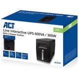 ACT UPS Noodstroom 600VA/360W – 1x stopcontact, 1x C13 - Line Interactive – AC2305