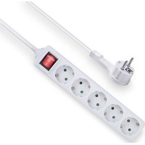 ACT Stekkerdoos met schakelaar – 5-voudig – Platte stekker Easy Pull – 1.5m – AC2455