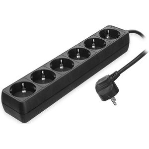 ACT Stekkerdoos zwart – 6-voudig – 3 meter kabel – AC2460