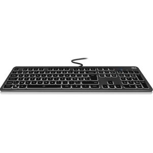 ACT bedraad slimline USB toetsenbord met 12 multimedia toetsen en verlichting - AZERTY (BE) / grijs/zwart - 1,5 meter